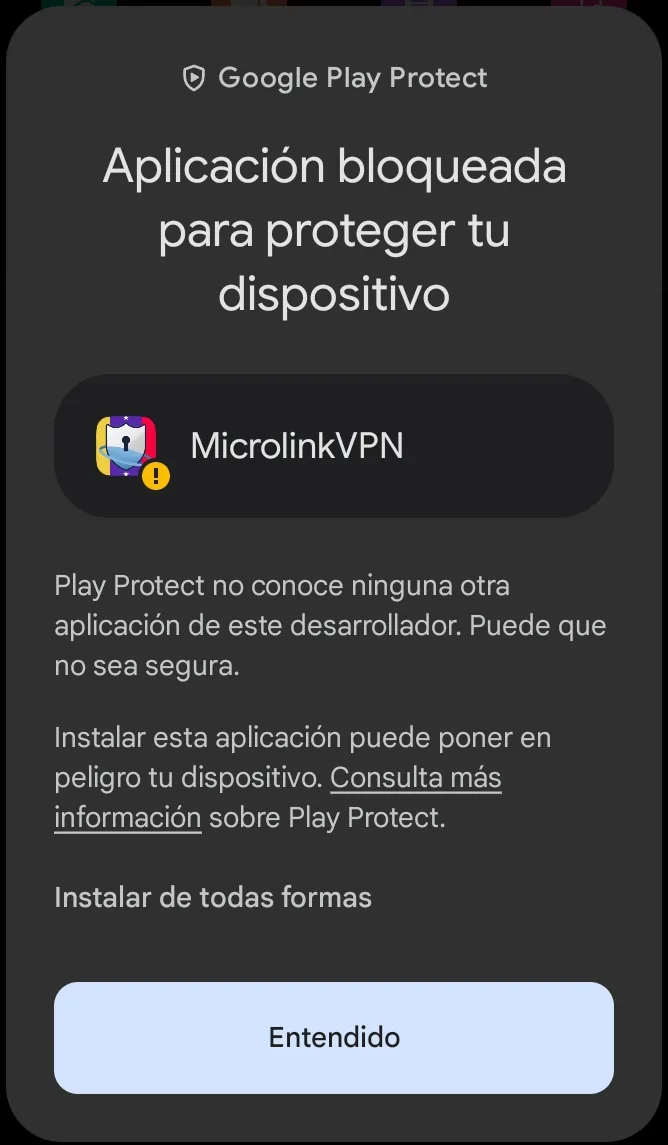 2º · Ahora aparece «Instalar de todas formas», como texto gris y sin forma de botón. Ése es el que continúa.